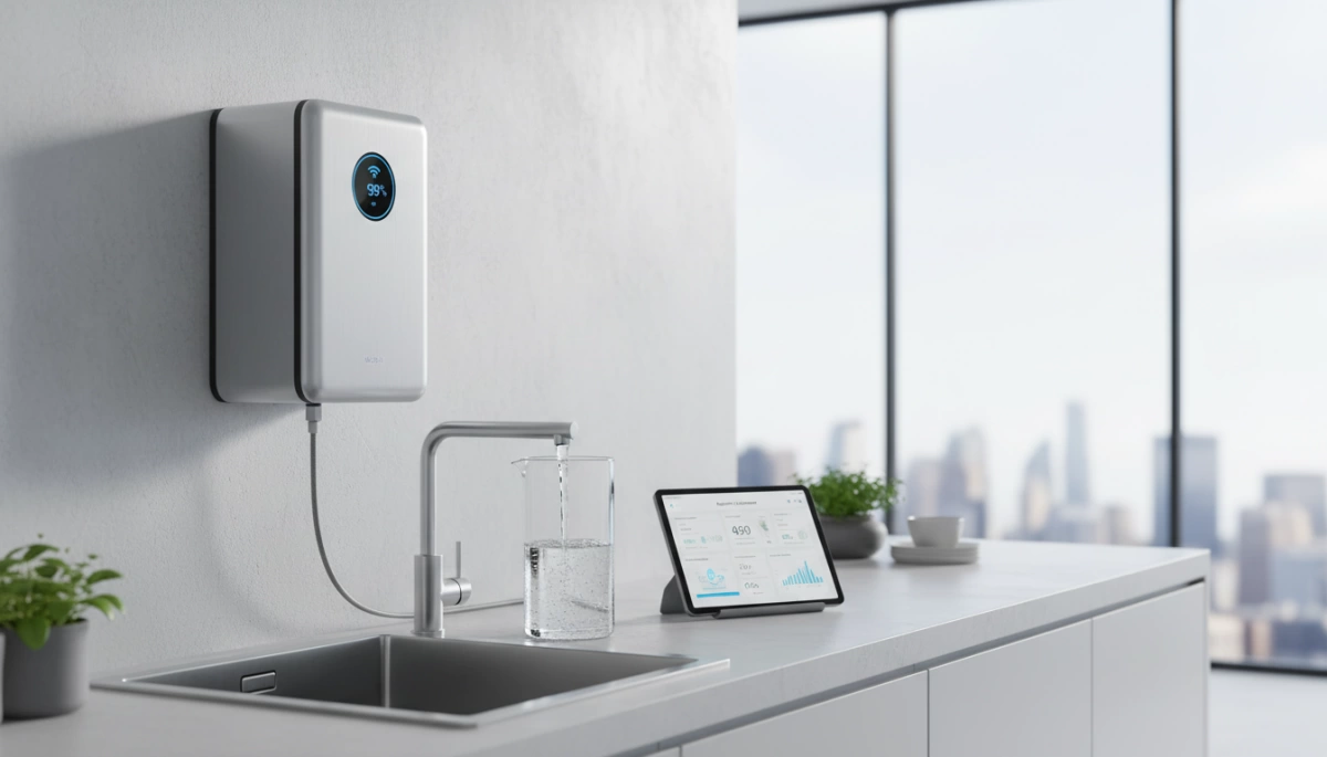 Intelligentes filterloses Wasserfiltersystem mit IoT-Funktion 1 Intelligentes filterloses Wasserfiltersystem mit IoT-Funktionen