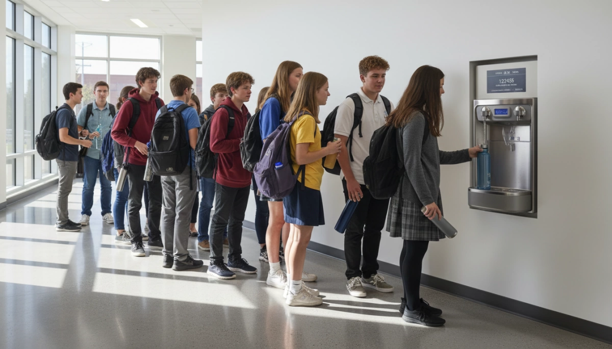 School Corridor Bottle Filler Compliance Peak Traf 1 School Corridor Bottle Filler Compliance Peak Traffic