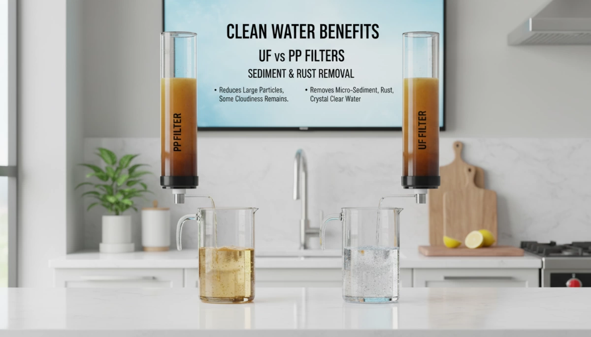 UF vs PP-Filter Sediment- und Rostentfernung Vorteil 1 UF vs PP-Filter Sediment- und Rostentfernung Vorteile