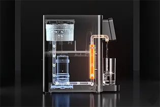 countertop water filter and under-sink RO system with hot water heating