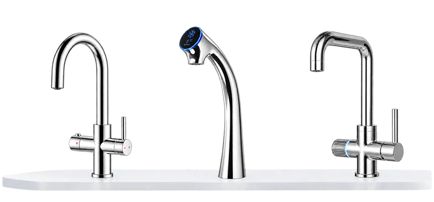 Mechanical, electronic and hybrid taps for custom water systems