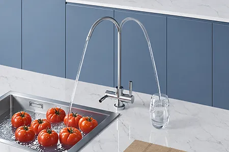 Mechanical dual-water faucet for filtered and RO water