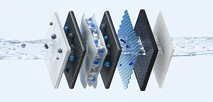 Exploded view of RO prefilter layers
