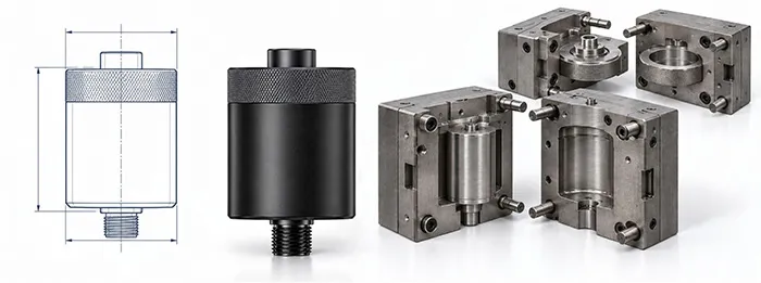 Custom shower filter housing, cartridge drawing and tooling