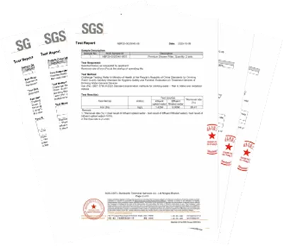 SGS test reports for shower filter contaminant reduction
