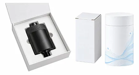 Custom shower filter packaging with a gift box, rectangular carton and paper tube