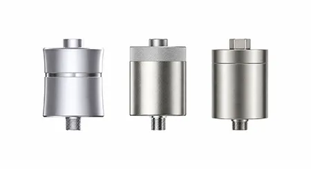 Metal shower filter housings with different surface finishes
